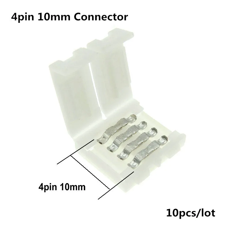 Разъем светодиодной ленты 8 мм 10 мм 2 Pin 4 Pin 3528 5050 провод RGB один цвет Solderless СВЕТОДИОДНЫЙ печатной платы провода коннекторы для сварки - Цвет: 4pin 10mm Connector