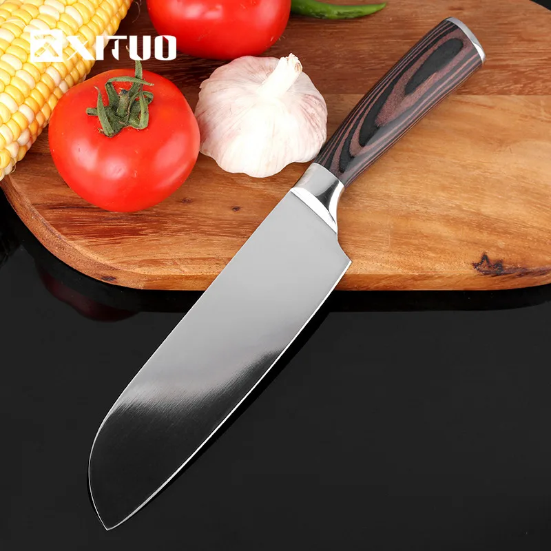 XITUO профессиональные ножи шеф-повара японский Santoku нарезанный лосось суши из нержавеющей стали нож Кливер мясо кухонные инструменты для приготовления пищи