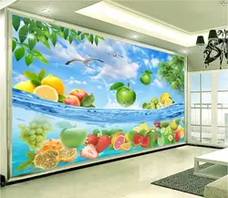 Пользовательские росписи фото 3d обои изображения HD фруктов и свежие летние Декор номеров, Живопись 3D настенные фрески обои для стен 3 d