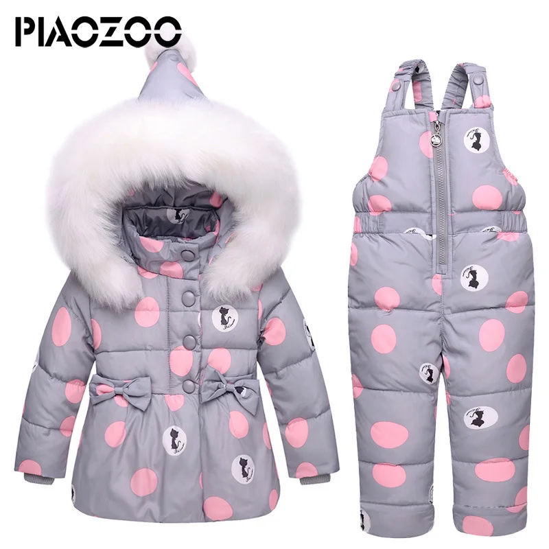 

2018 New Winter children clothing sets toddler girls Warm Hooded parka down jacket Newborn Infant snowsuit suspender jumpsuitP20