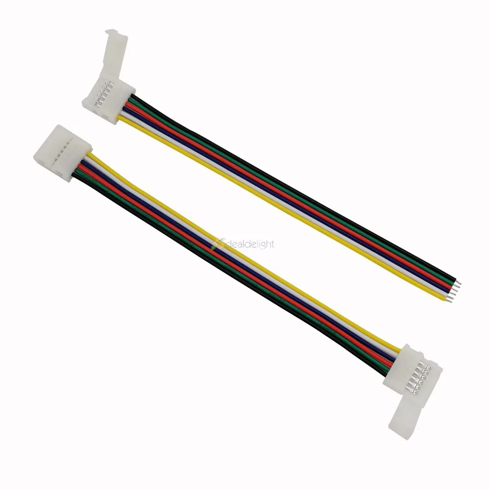 10 шт. 6pin 12 мм Ширина пайки светодиодный адаптер с 15 см длиной провода для 12 мм PCB RGB+ CCT светодиодный полосы 1 или 2 зажима