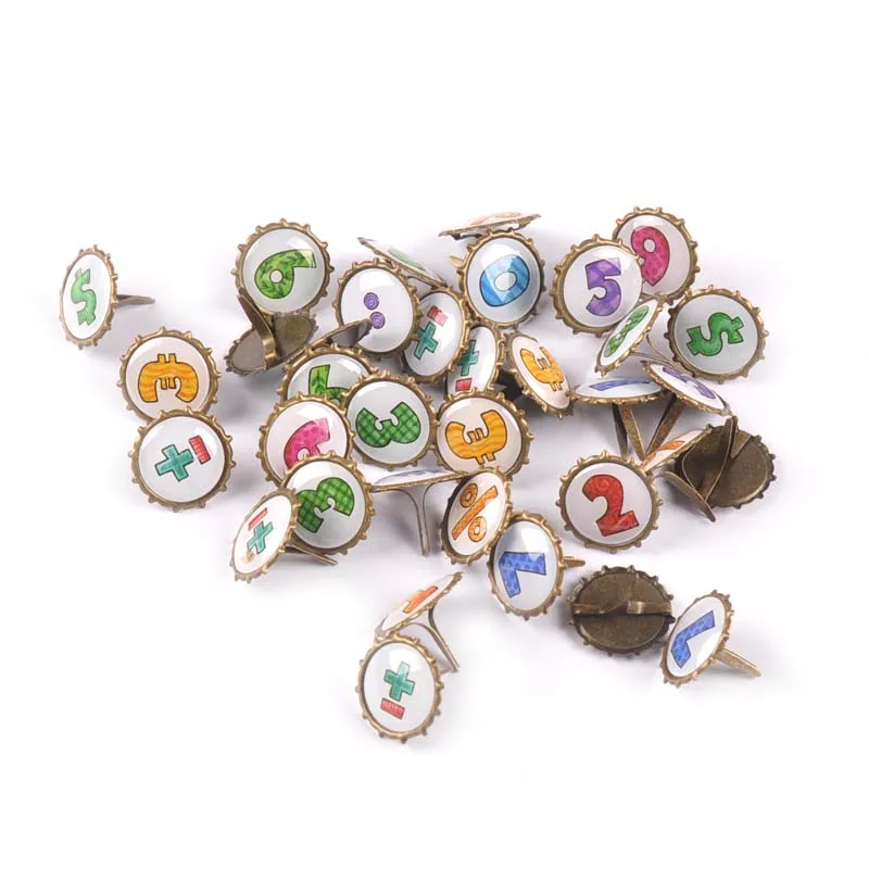 

Mix Number Pattern Bronze Brads Scrapbook Embellishments Fastener Metal Crafts For DIY Shoes Decor Supplies 30Pcs 15x15mm C2260