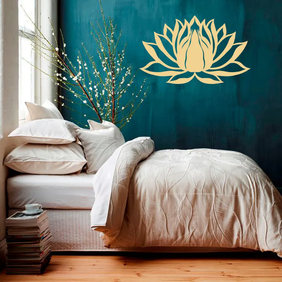 

Wall Decal Lotus Flower Namaste Symbol Vinyl Sticker Murals Yoga Zen Bohemian Meditation Buddha Art Room Bedroom Decal WY-75