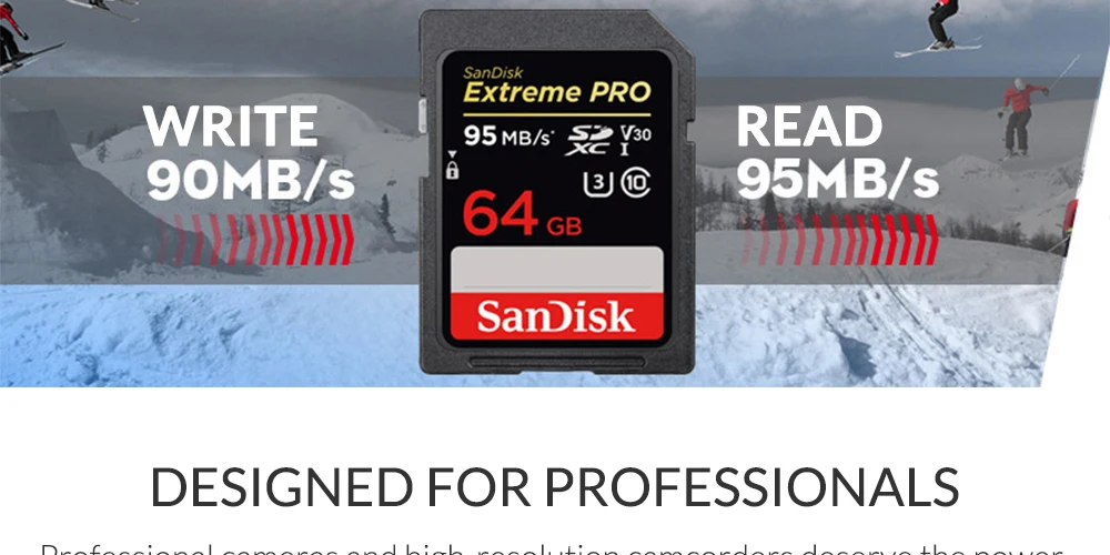 Карта памяти SanDisk Extreme Pro SDHC карты SD 32 GB 95 МБ/с. читать 90 МБ/с. записи C10 U3 V30 UHS-I 4 K для Камера (SDSDXXG-032G-ZN4IN)