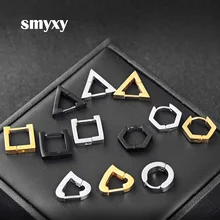 Мужские Женские титановые стальные серьги-гвоздики, уличные поп геометрические многоугольные/Сердце/треугольные антиаллергенные ювелирные изделия для ушей, лучшие подарки