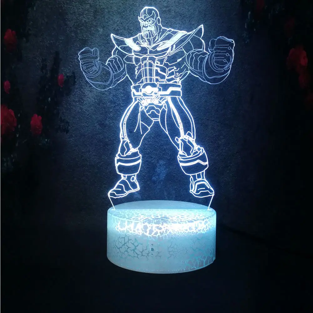Marvel The Avengers Gran villano Thanos 3D LED RGB 7 Cambio de color Luz de la noche del sue/ño del beb/é l/ámpara de decoraci/ón para el hogar ni/ño regalo de Navidad