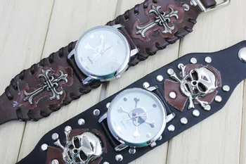 

2016 new student Teenager Skull Head Deco Dial Quartz Movement Wrist Watch 1pcs
