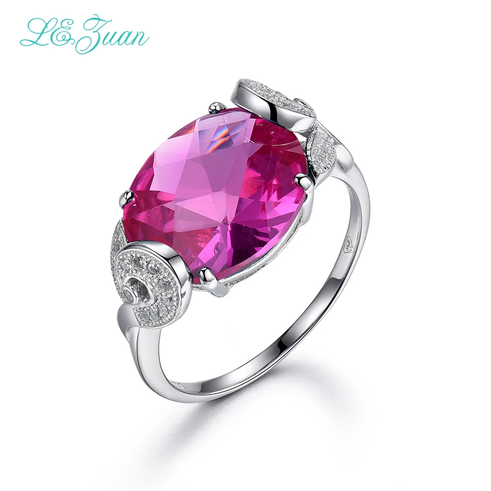 

I&zuan 925 Sterling Silver Jewelry Rings 10.45ct Red Stone Luxury Ring For Women Checkerboard Cut Fine Gems Ring