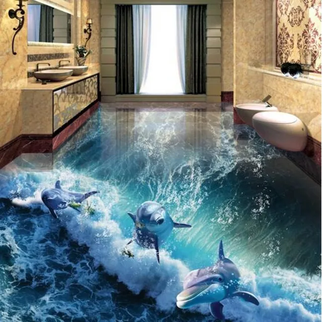 Beibehang Maken grootte orde 3D foto vloer behang 3D dolfijn wereld ... Beibehang Maken grootte orde 3D foto vloer behang 3D dolfijn wereld ...