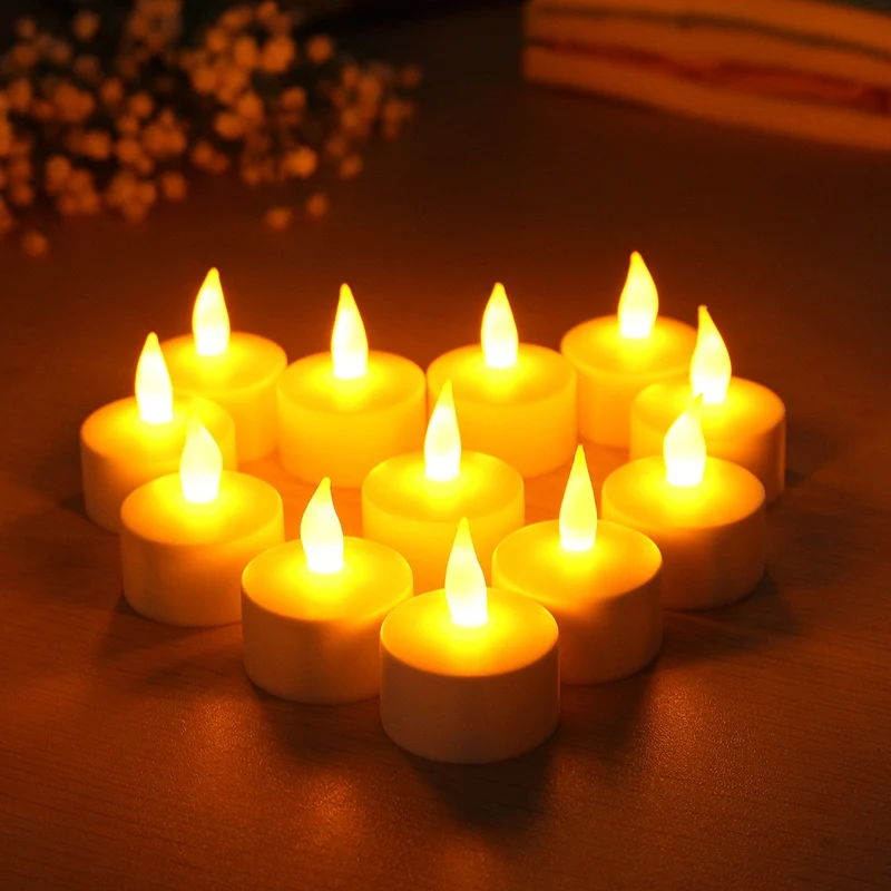 

Smuxi 12 LED Rechargeable Flamless Candles Tealight with Flickering Holders Wedding LED Electronic Candle Night Light
