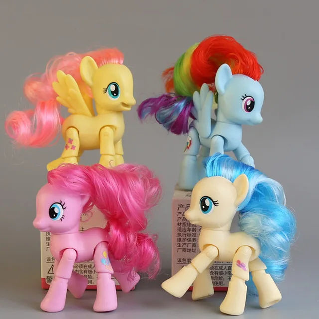 

8CM my rainbow horse toys a movable doll joints decoration PVC Figures Kids Doll colourful model girl's gift