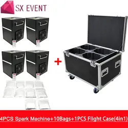 4 шт. машины с Flycase и 10 мешков порошок осязаемый электронный этап Крытый Фейерверк Фонтан машина холодной pyro