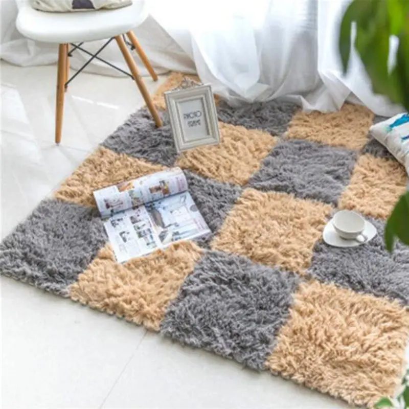 

4/6/9 Pieces 30*30cm Carpet Long Plush Fabric Splicing Floor Mats Children's Climbing Stitching Rugs Bedroom Living Room
