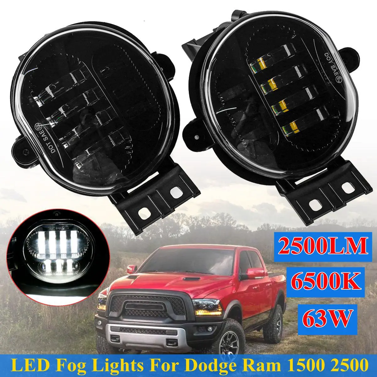

Pair Front LED Car Front Bumper Fog Light Lamp Car Styling For Dodge Ram 1500 2002-2008 2500/3500 2003-2009 Durango 2004-2006