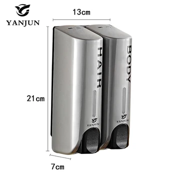 

Yanjun Manual Hand Shower Shampoo Soap Dispenser Hand Sanitizer Pump 350ml*2 Wall-Mounted YJ2511-2