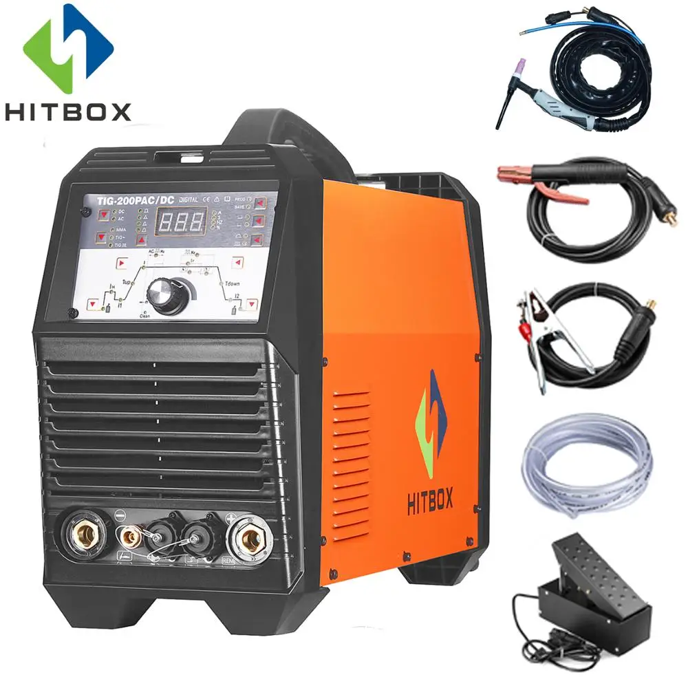 

HITBOX Aluminum Gas TIG WELDER ARC Pulse TIG ACDC TIG200P Welding Machine With Standard Accessories And Foot Pedal
