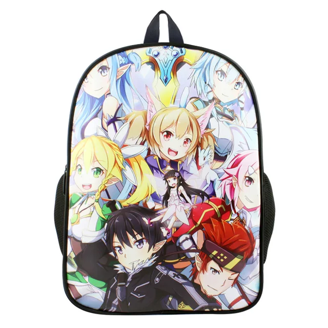 Anime Sword Art Online PU & Canvas Colorful Laptop Backpack Travel