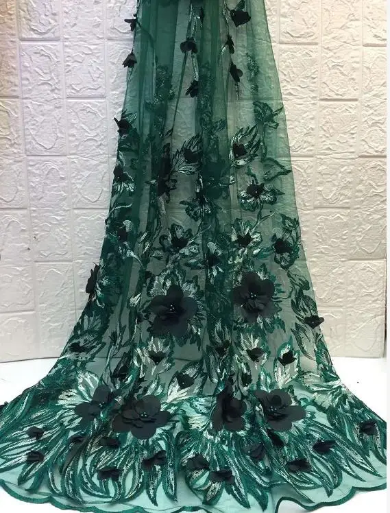 Embossed Beaded French Lace Fabric Quality Nigerian Tulle 3031-2 African Wedding Dress | Дом и сад