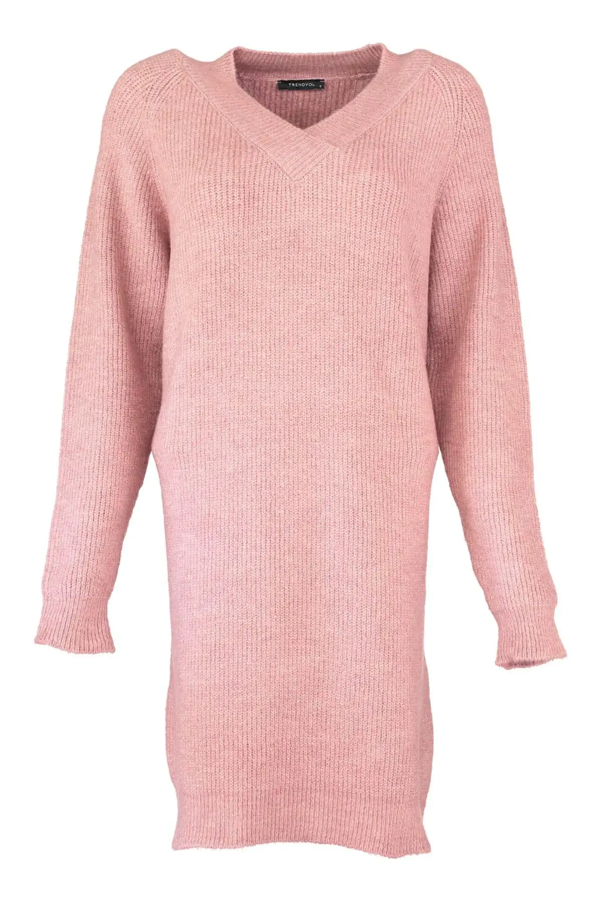 

Trendyol WOMEN-Color Rose V-Neck Sweater Dress TWOAW20XS0027