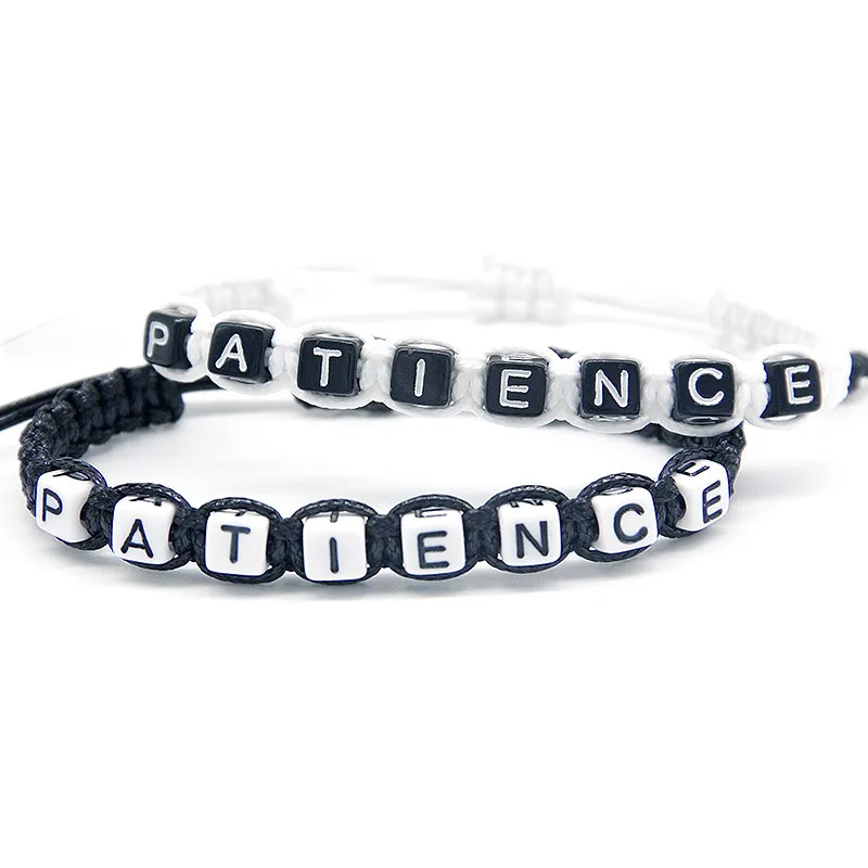 

1pcs Keep PATIENCE Word Handmade Charm Bracelets Rope Chain Infinity Wish Adjust Size for Best Friends DIY Beaded Jewelry Gifts