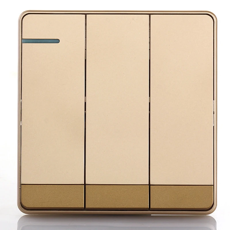 Push Wall Switch Panel Light Button Three Double Control Power On Off