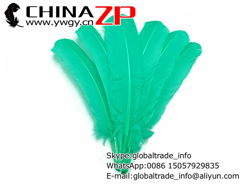 Duck Feathers, 6 Pieces - AQUA GREEN Turkey Rounds Secondary Wing Quill Feathers2