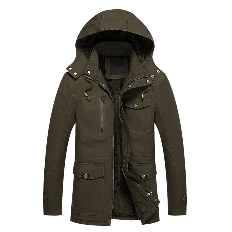 Bomber black 4xl Green De vent army Parka Pardessus Chaud 2019 Khaki À Capuche Militaire Taille Veste Fourrure Coupe Vestes Pilote Plus Hiver Manteau Hommes TPZOXuki