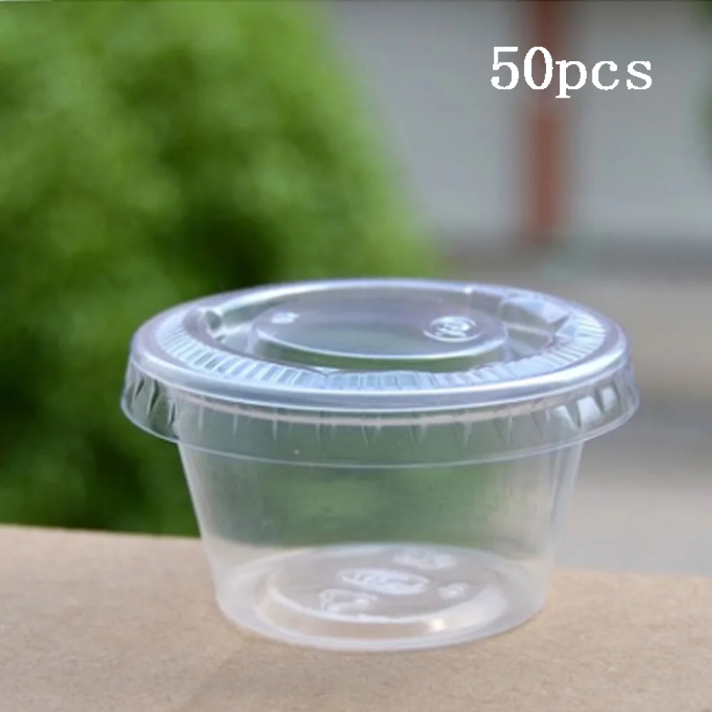 50pcs 30/55/80/100ml Disposable Clear Plastic Chutney Cups Food