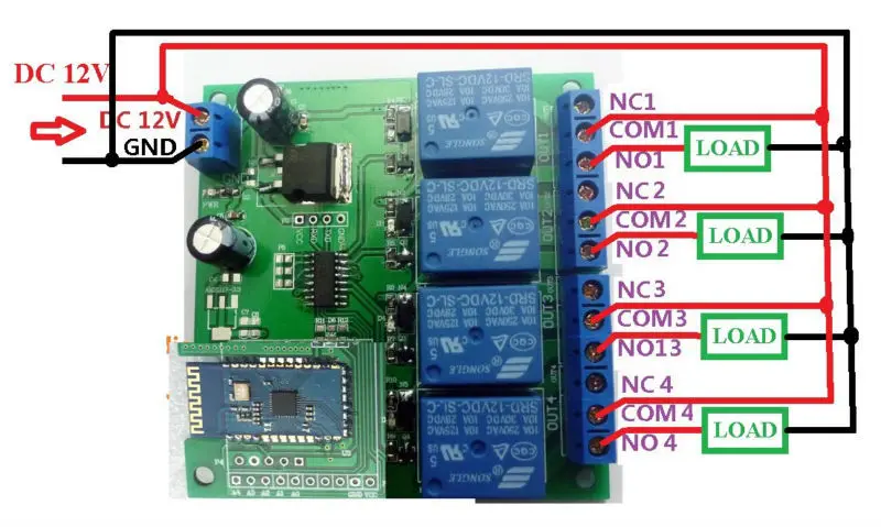 CE028 12V 4 Channel Bluetooth-compatible Relay Android Mobile Remote control Switch for Motor LED Light Lock NET