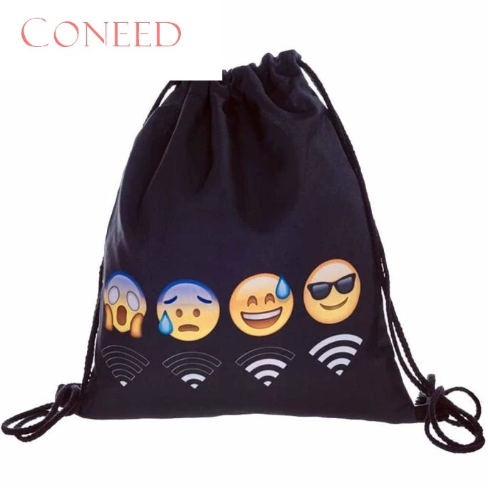 

CONEED School Bags Charming Nice Drawstring Fashion Unisex Emoji s 3D Printing bags Drawstring Oct16x