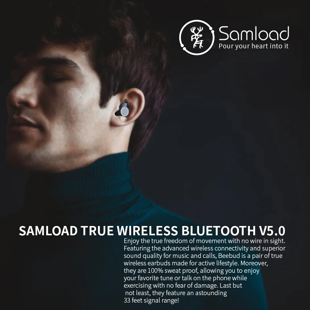 Samload Bluetooth 5,0 наушники стерео беспроводные вкладыши водонепроницаемые наушники с микрофоном зарядная коробка для Apple iPhone SE 7 8 X Siri