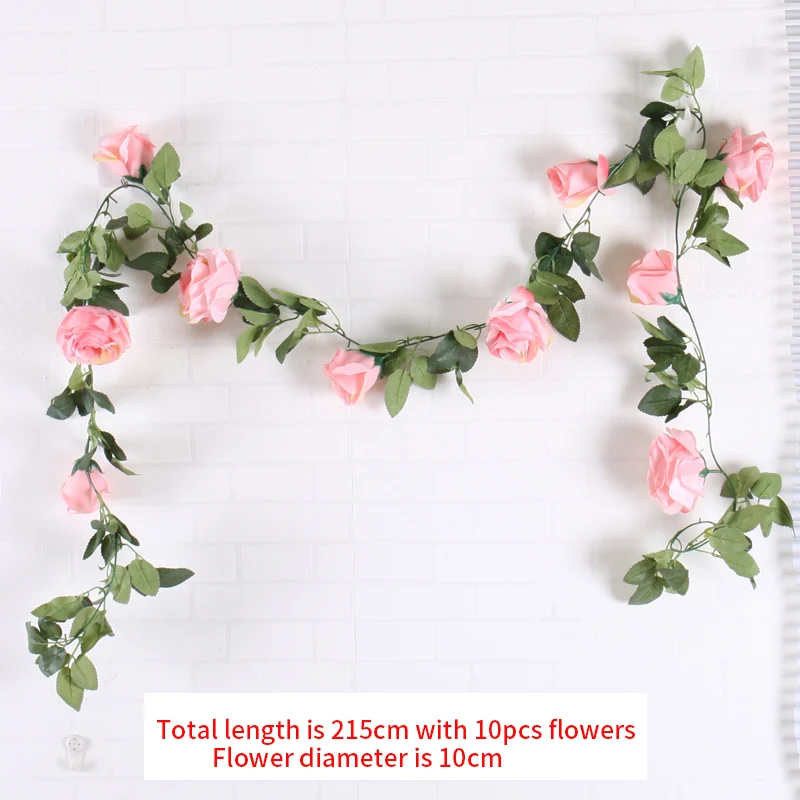 rose vine Wedding Decoration Artificial flowers Fake Silk Rose Flower Vine Hanging Garland Home Decor flower rattan for ceiling