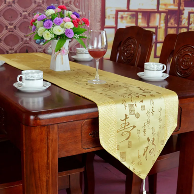 HELLOYOUNG китайский стиль красный настольная дорожка атласная роскошное свадебное украшение китайский узел кисточка чайная кровать скатерть
