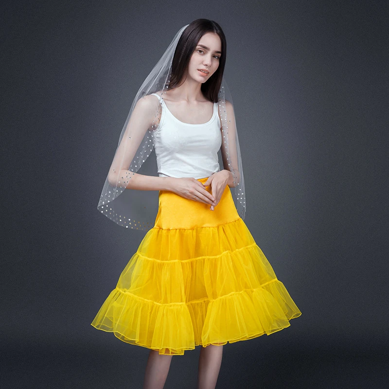 

LAMYA Short Vintage Wedding Bridal Petticoat for Wedding Dress Underskirt Rockabilly Tutu Organza Halloween Petticoat Crinoline