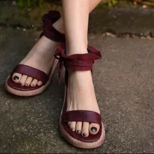 2016 summer original design handmade women shoes genuine leather high heels thick bottom women sandals
