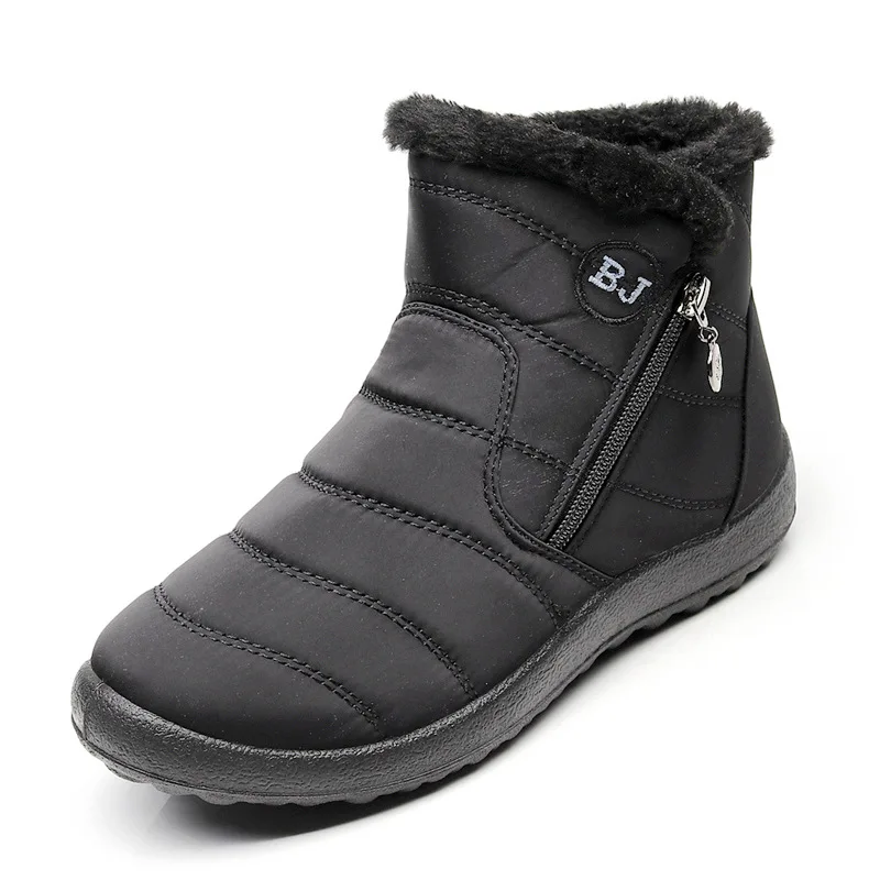 

NAUSK Plus Size 35-43 2019 Winter New Snow Boots Female Tube Thick Plush Waterproof Cotton Boots Side Zipper Women Ankle Boots