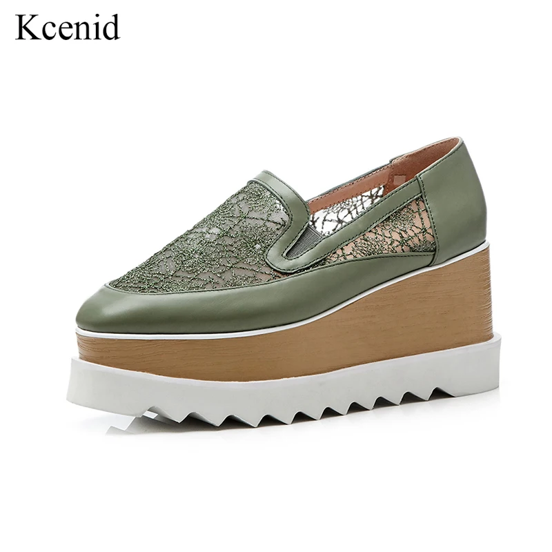 Plate Beige Kcenid Automne Orteil Vache vert Taille Printemps Sur De Chaussures Maille 2018 Femme 33 Carré Grande Mode Cuir Plat En forme Slip 42 qqwOBF
