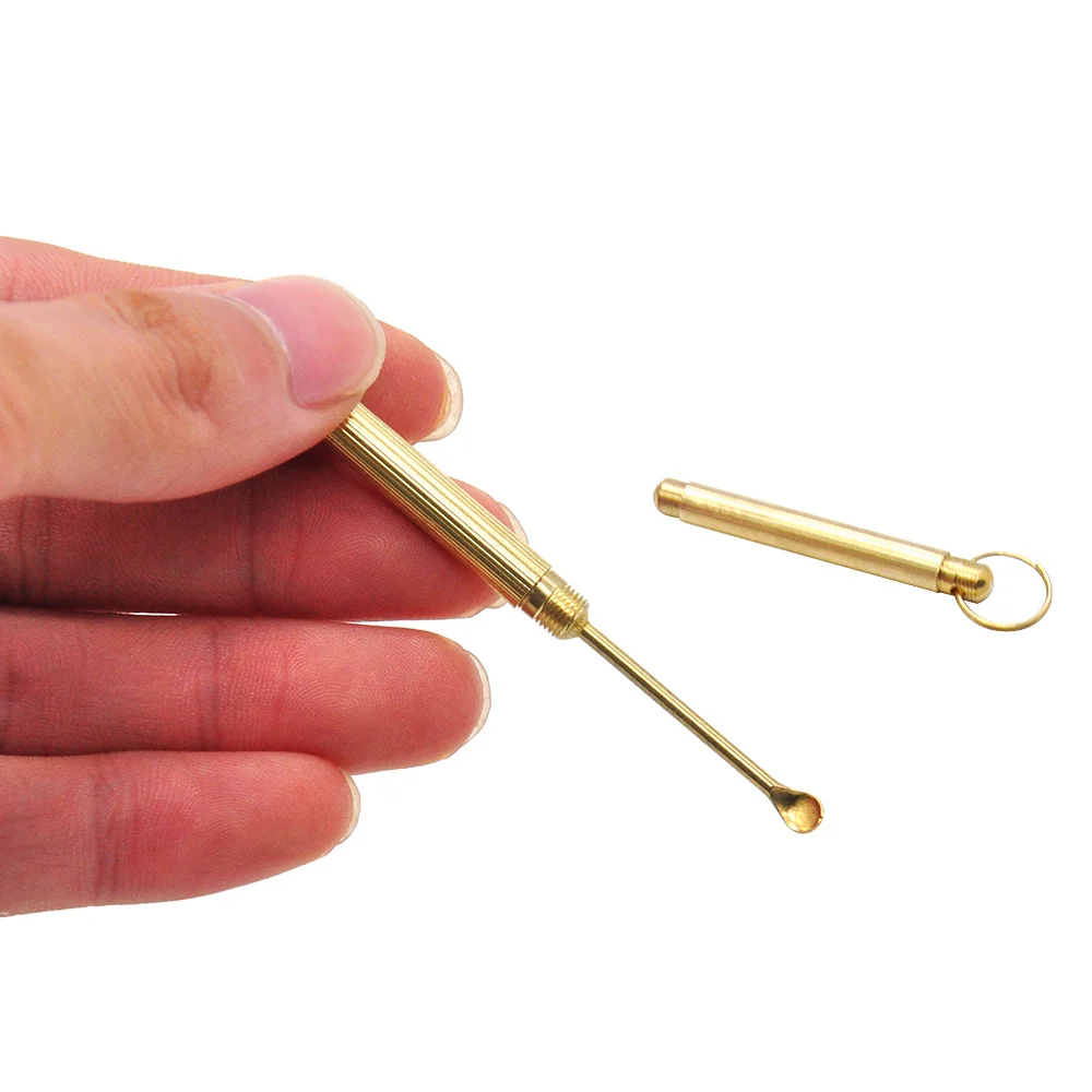 3 pcs HORNET Gold Brass Snuff Spoon Sniffer Snorter Powder Hoover Hooteer Metal Tobacco Pipe Shovel Key Chain Pocket Size|Трубки и
