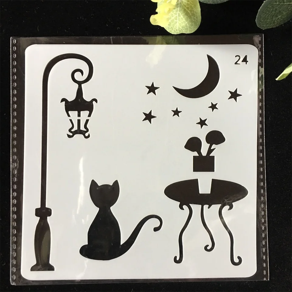 1 Adet 13cm Kedi Yol Isigi Diy Katmanli Sablonlar Duvar Tablosu