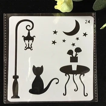 

1Pcs 13cm Cat Road Light DIY Layering Stencils Wall Painting Scrapbook Coloring Embossing Album Decorative Card Template
