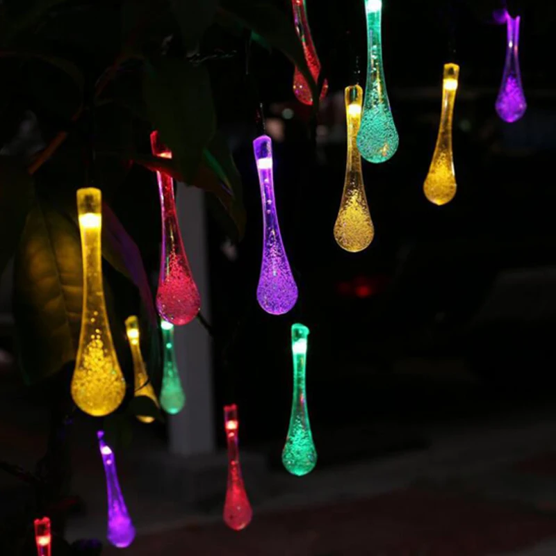 Solar Led String Light Bulb Garden Solar Light Outdoor Water Droplet Solar Lights Led Strip Christmas Party Wedding Decoration (2)