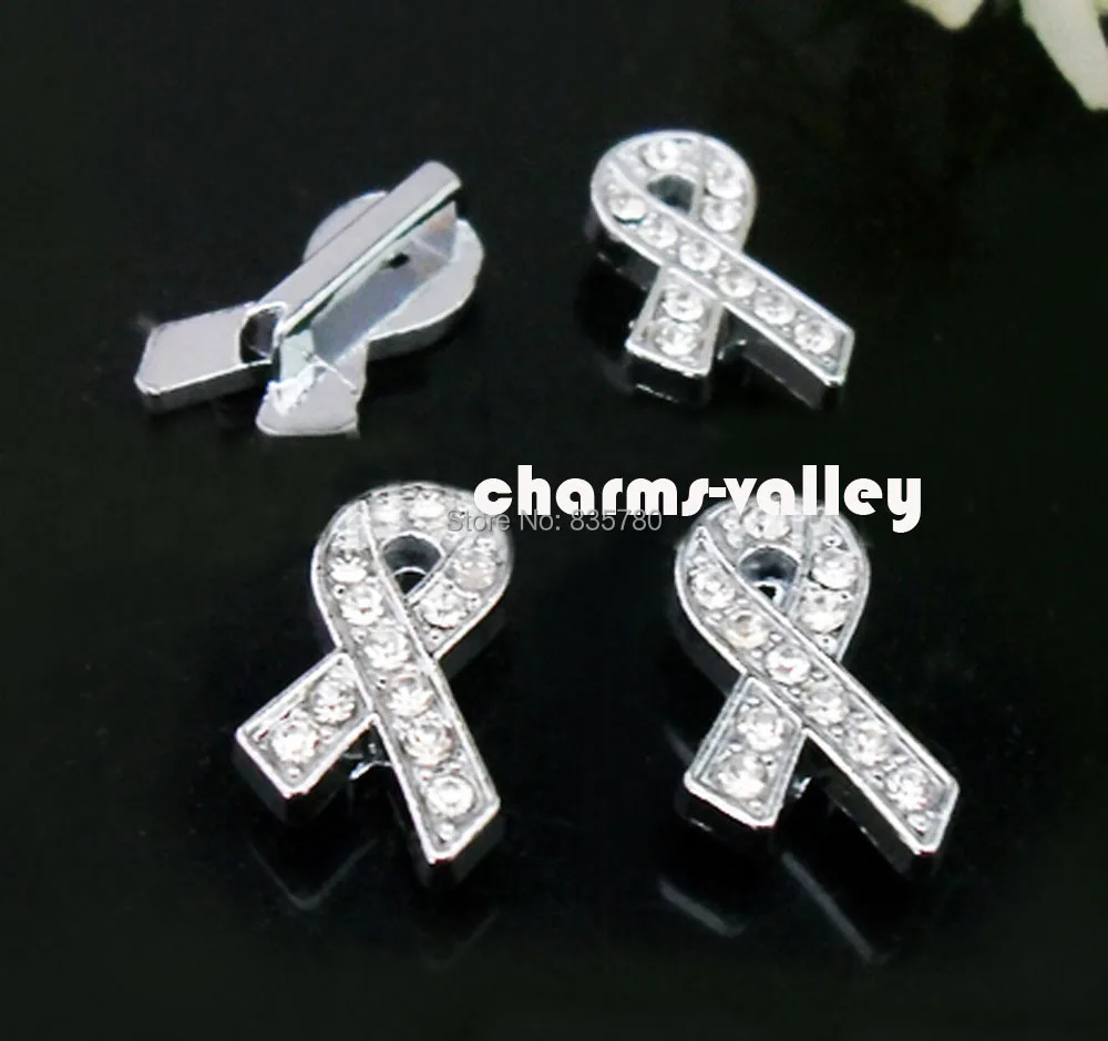 Wholesale! 50PCS 10MM Full Rhinestone Bow Tie Slide Charms Finding
