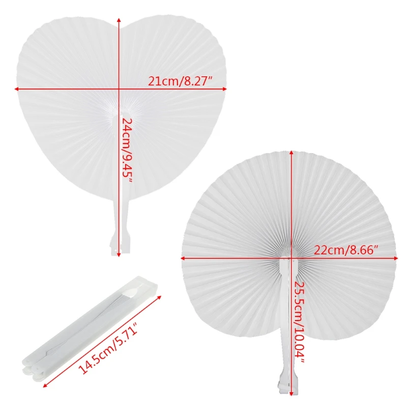 

Blank Folding Fan Handmade White Hand Fans Round Circle Wedding Party Decor Gift