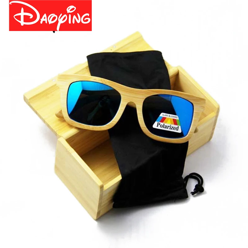 

DAOYING New Fashion bamboo sunglasses men and women sunglasses wooden polarized lens vintage glasses no design arm LUB102