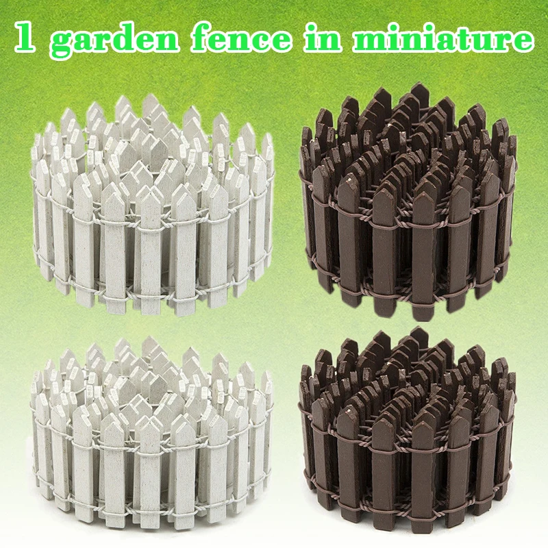 

100*5cm/3cm Miniature Wooden Fence Succulent DIY Fairy Garden Miniature Doll House Decoration White/Coffee Color