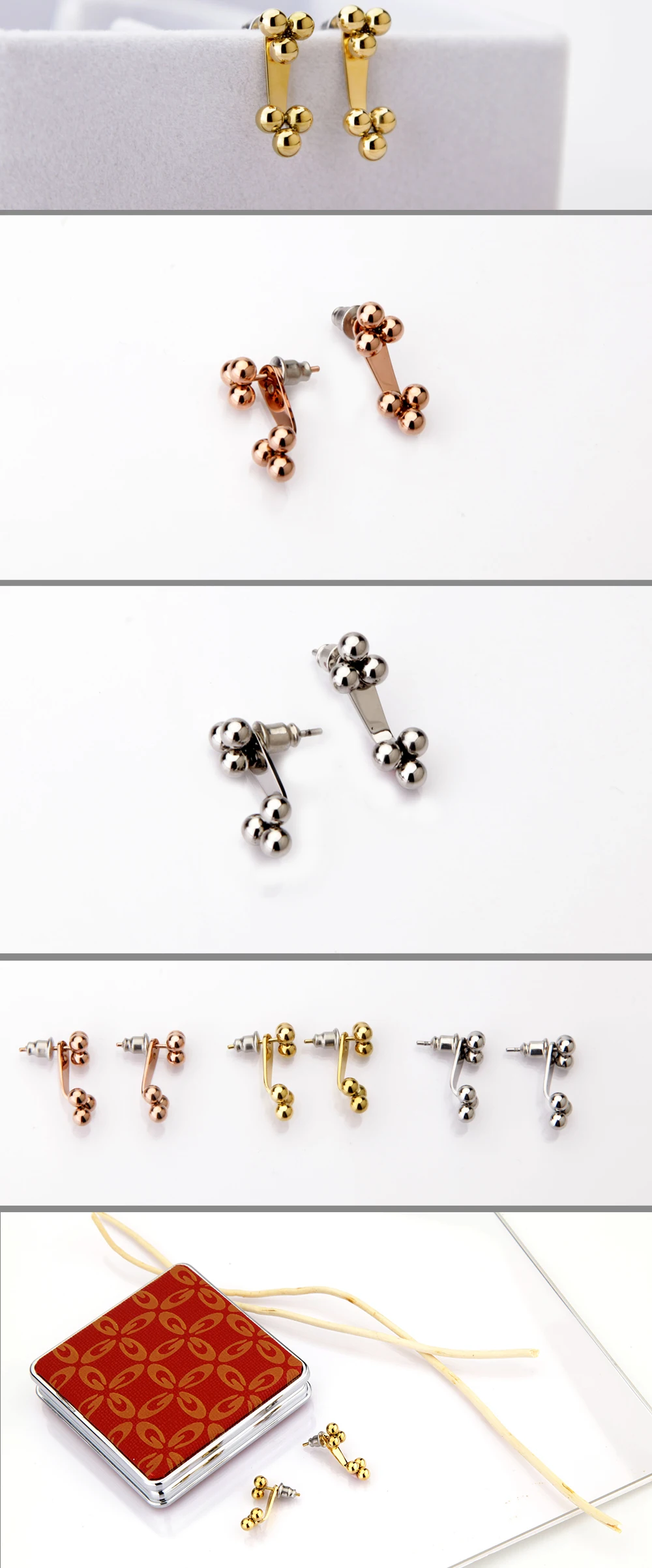 VAROLE минималистичные серьги-гвоздики золотого цвета с металлическими бусинами и ушками для женщин, серьги из нержавеющей стали, ювелирные изделия Brincos
