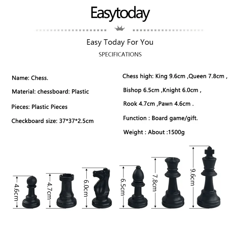 Easytoday пластиковый Шахматный набор портативная складная шахматная доска