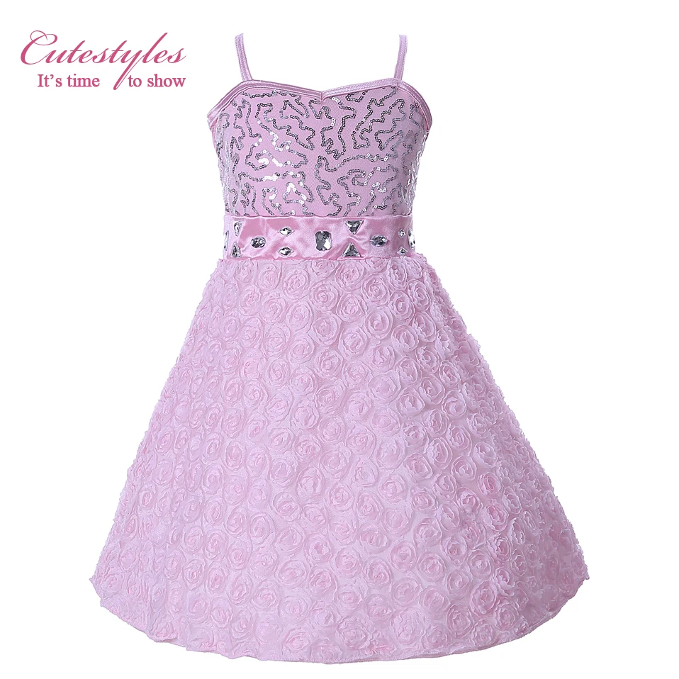 Cutestyles Girls Flower Dresses For Wedding And Party Silver Sequined
