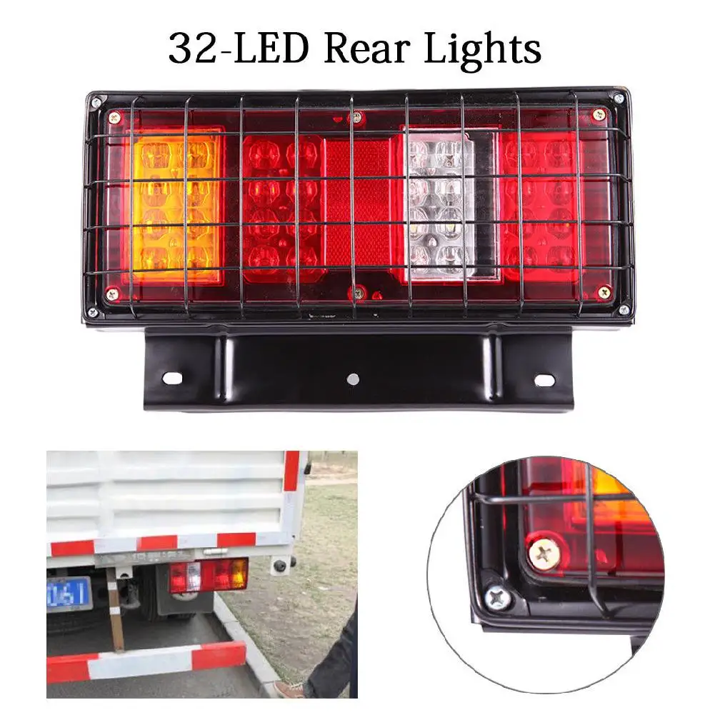 

BEESCLOVER Truck taillight 6000K 1Pair 32LEDs Tail Lights Ute Trailer Caravan Truck Stop Reverse Indicator Lamp