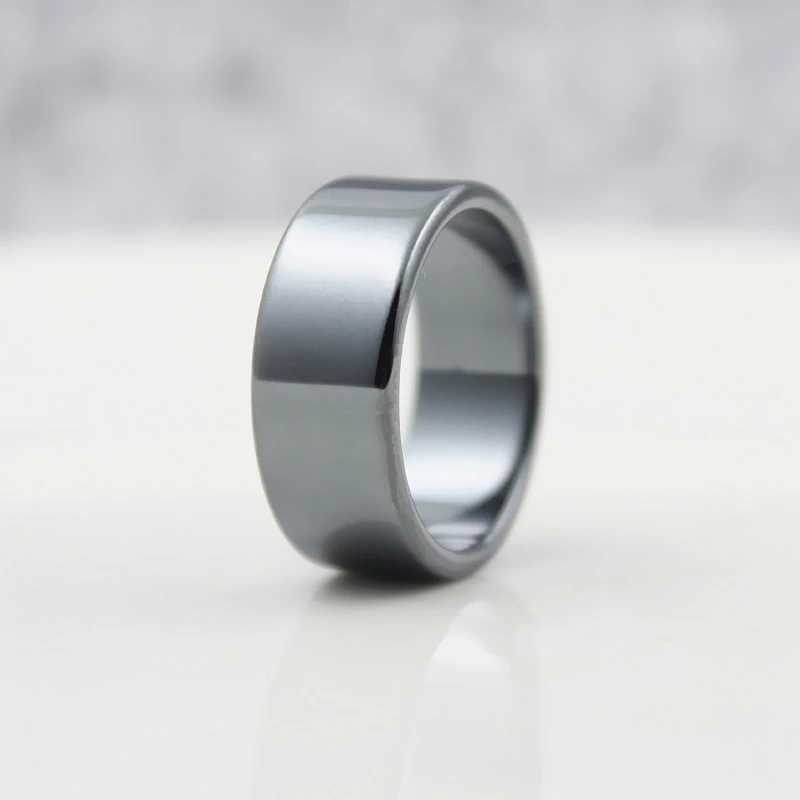 10mm Width Flat Black Female Hematite Natural Couple Men's Women's Rings Christmas Gifts, couples rings